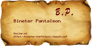 Bineter Pantaleon névjegykártya